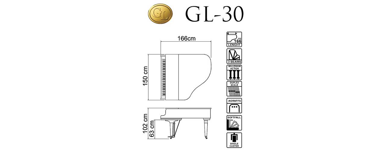 Kawai akustični klavir GL-30 dimenzije t